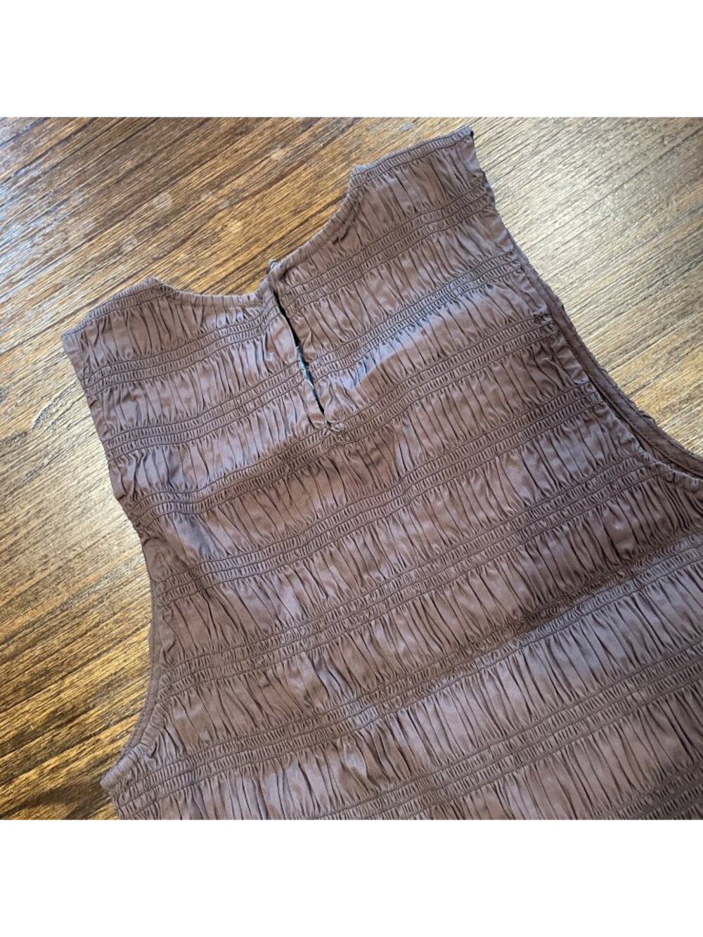 NWT Madewell Melody Smocked Mini Dress Women's Sz S Brown Sleeveless Pockets - Picture 6 of 11